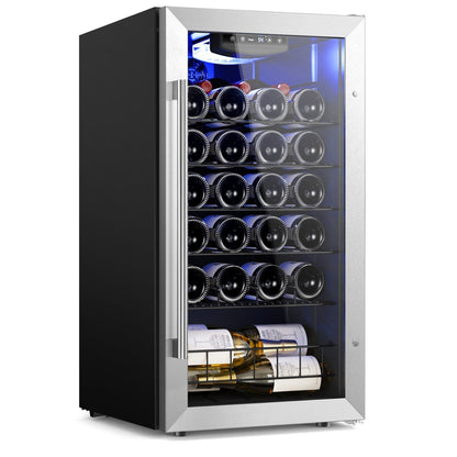 Yeego 17 Inch Single Zone 27-Bottle Freestanding Wine Cooler Mini Fridge - 16.9 inch
