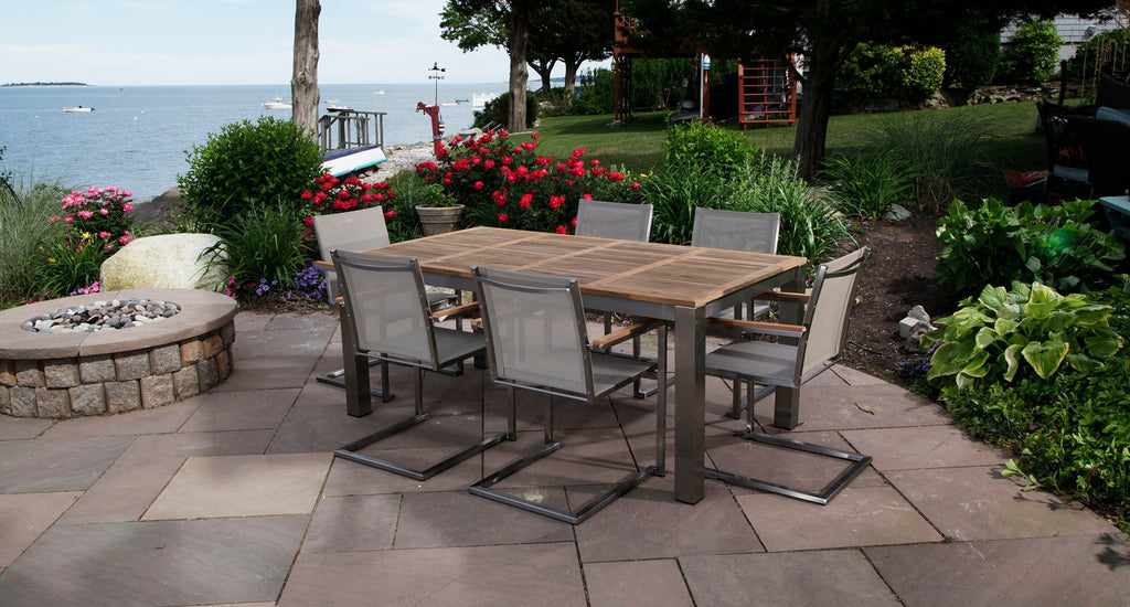Teak & Stainless Steel Outdoor Dining Set for 6