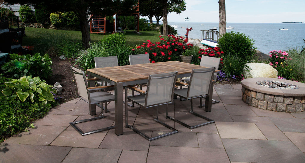 Teak & Stainless Steel Outdoor Dining Set for 6