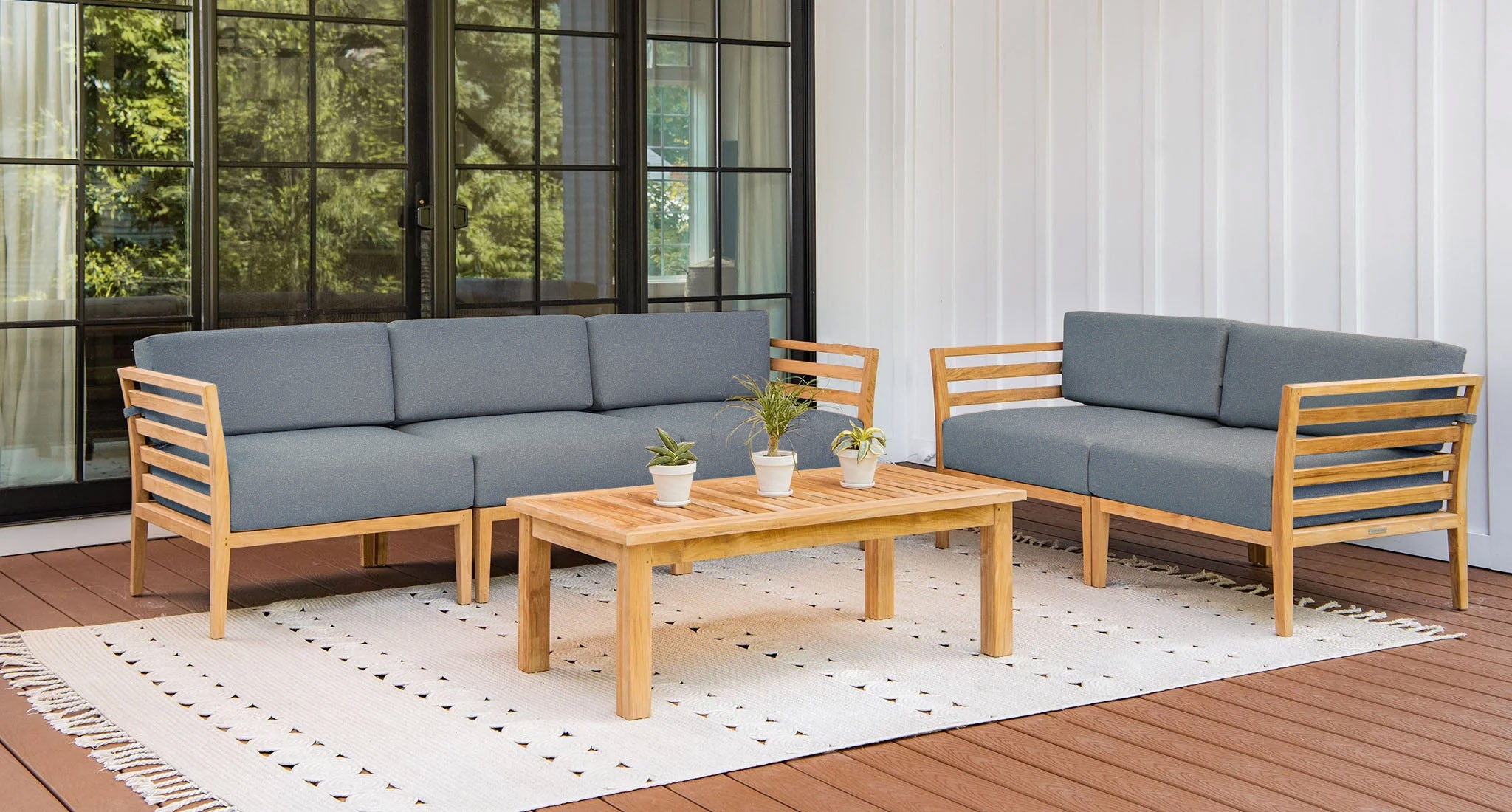 Bali Teak Outdoor Sofa & Loveseat Set