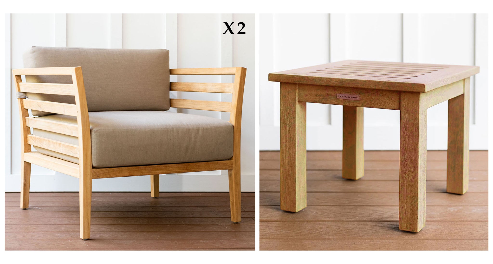 Bali Teak Outdoor Club Chair Set