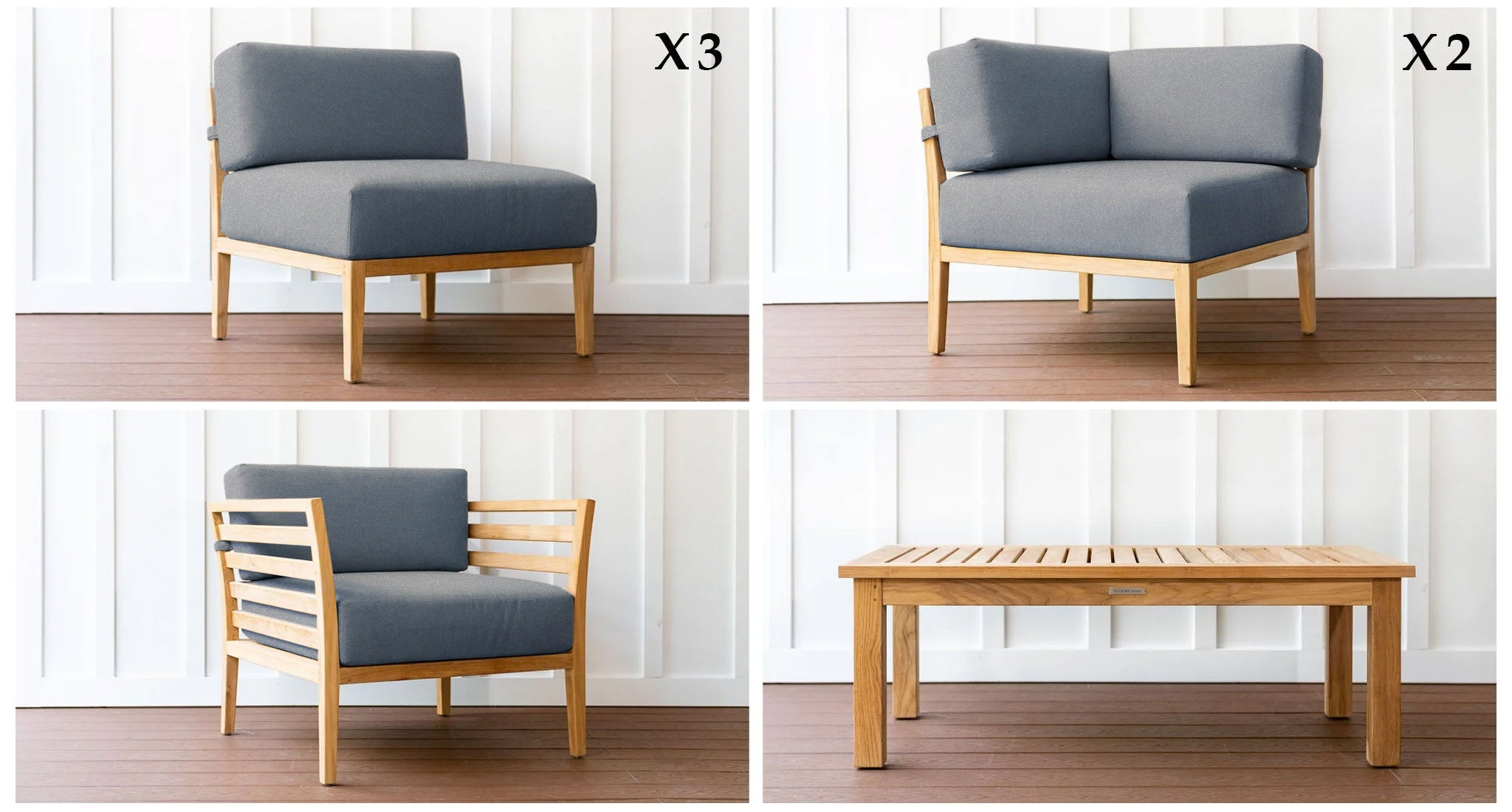 Bali Teak Outdoor Sectional Set