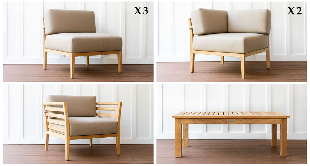 Bali Teak Outdoor Sectional Set