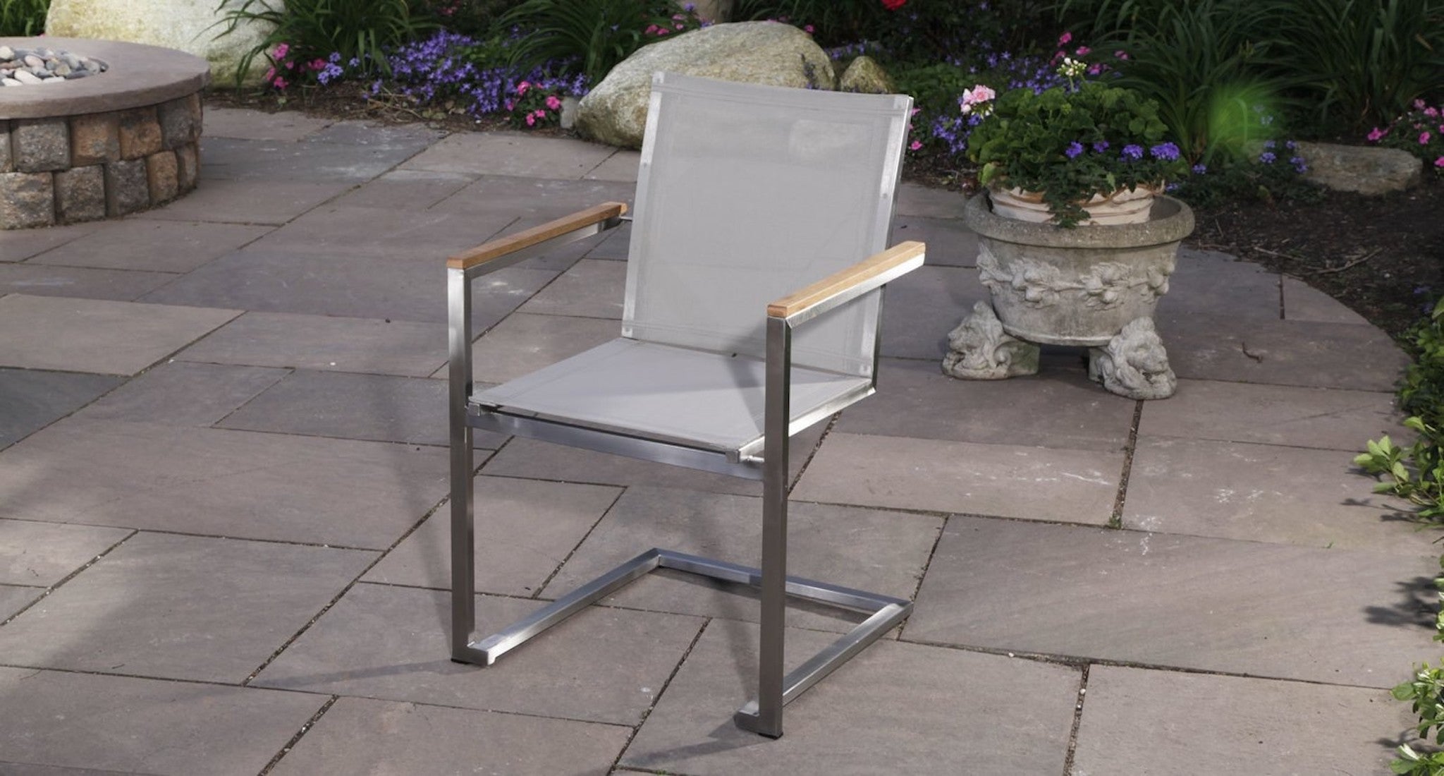 Teak & Stainless Steel Outdoor Arm Chair