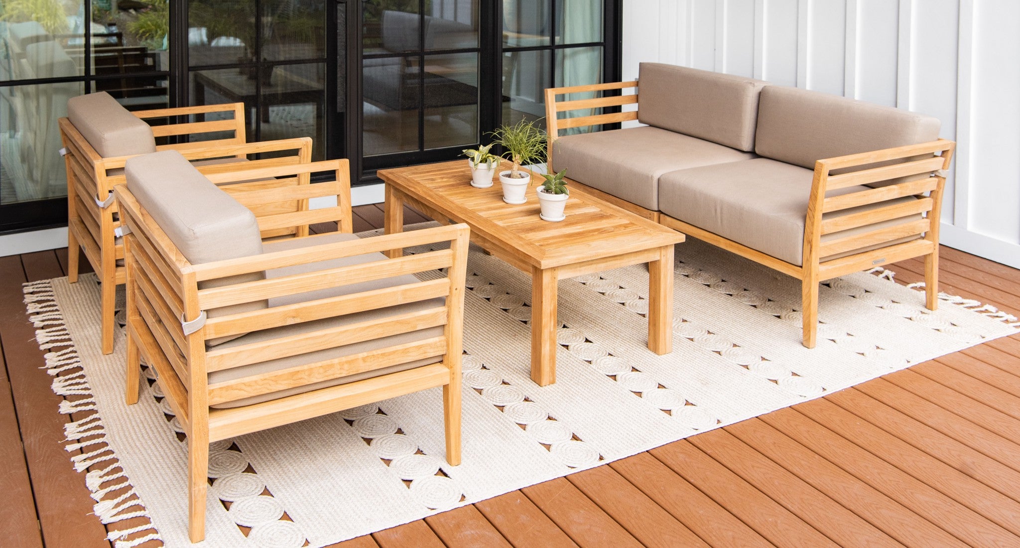 Bali Teak Outdoor Loveseat & Club Chair Set