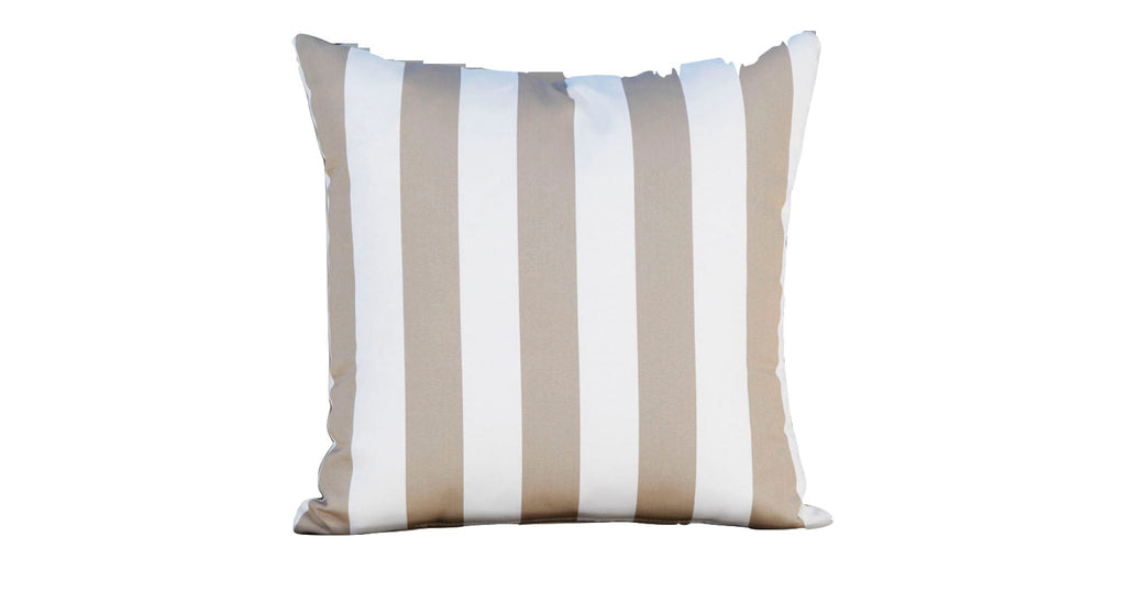 Outdoor Throw Pillow - Beige and White Striped