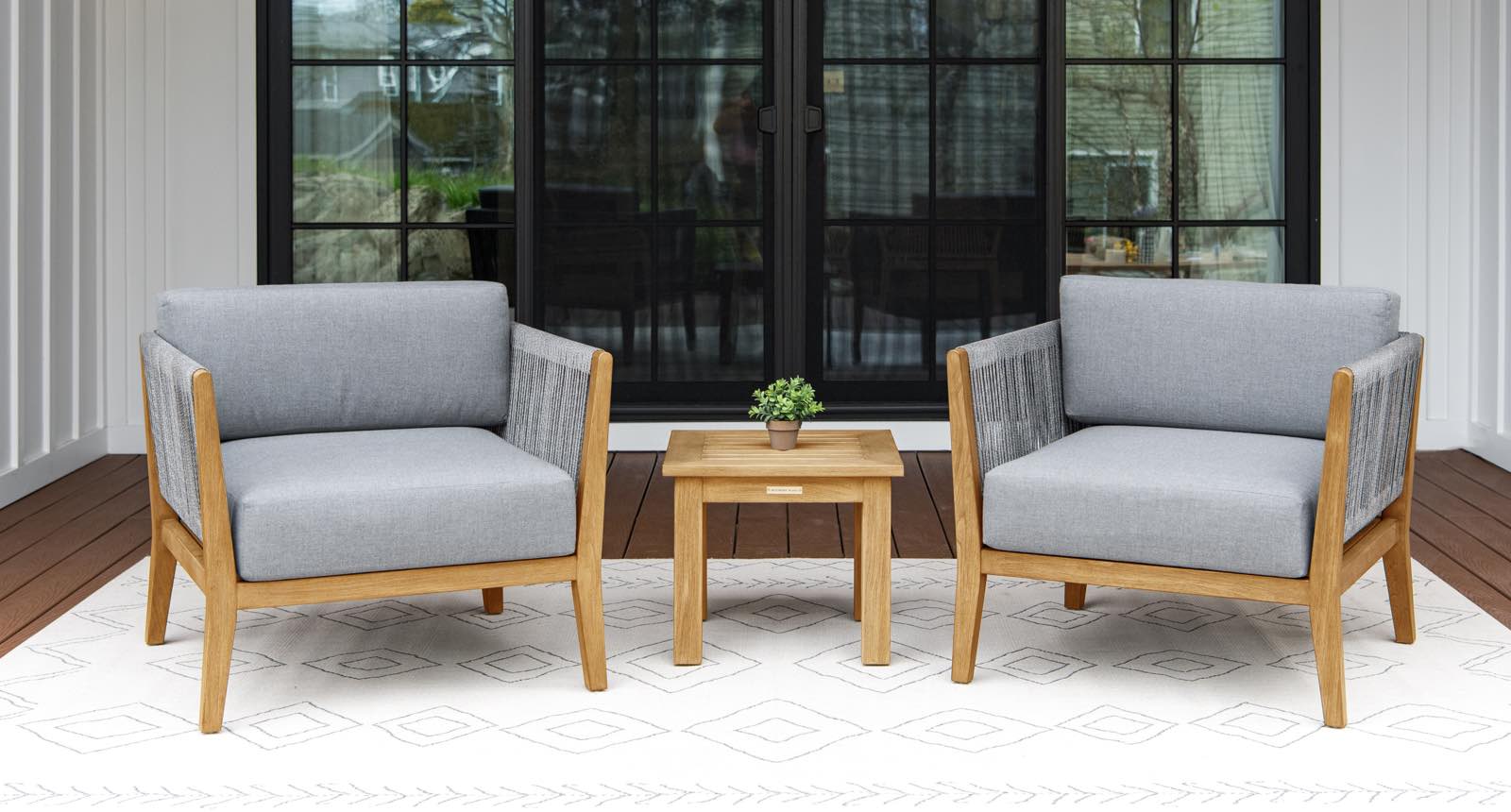 Capri Teak & Rope Outdoor Club Chair Set