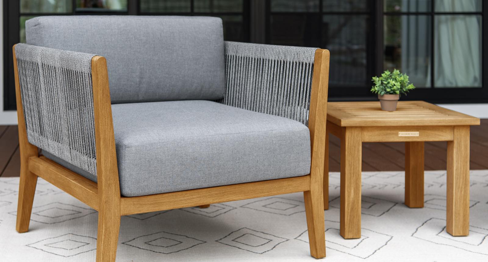 Capri Teak & Rope Outdoor Club Chair Set