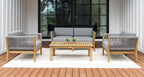 Capri Teak & Rope Outdoor Loveseat Club Chair Set