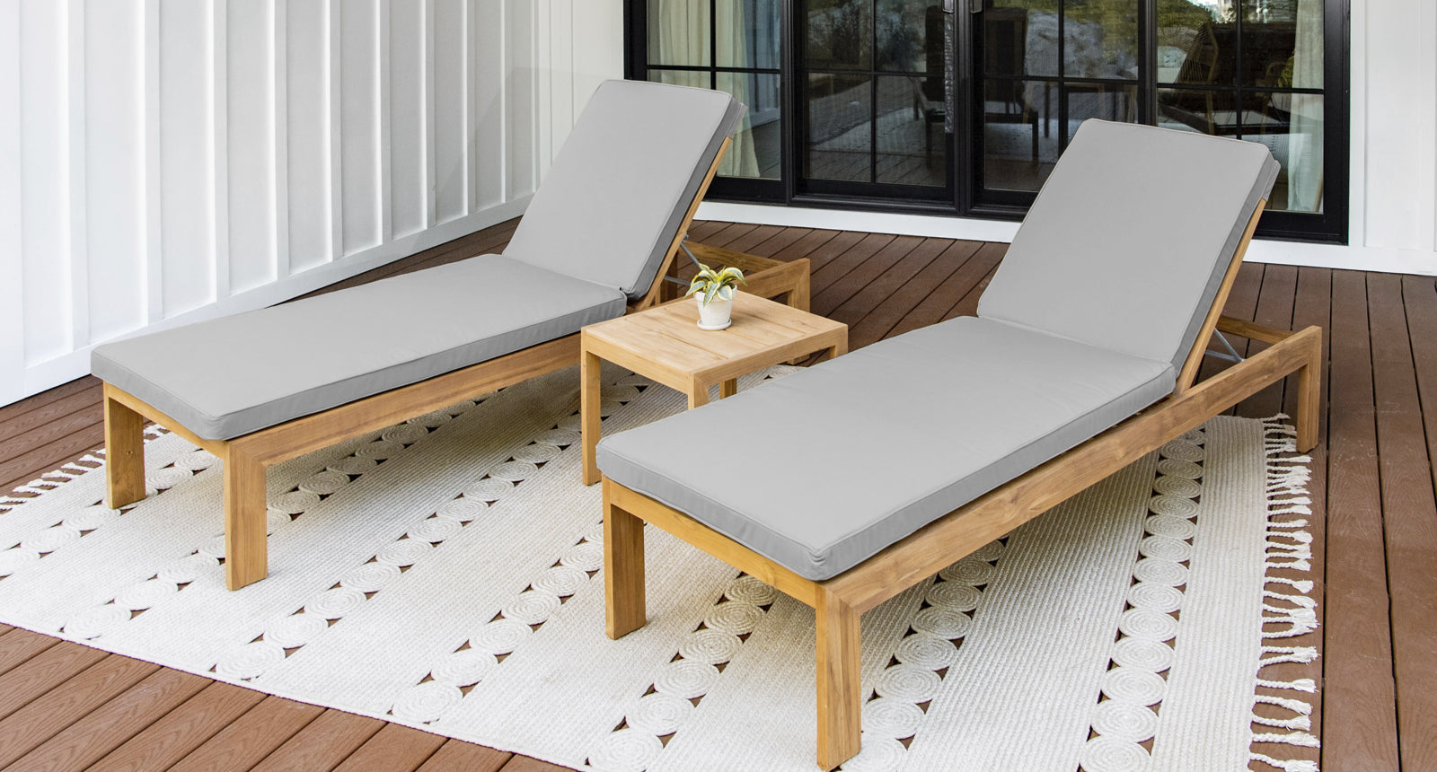 Capri Teak Outdoor Lounge Chair Set