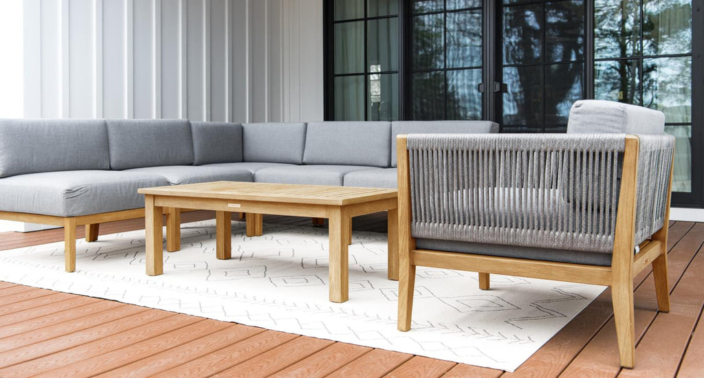 Capri Teak & Rope Outdoor Sectional Set