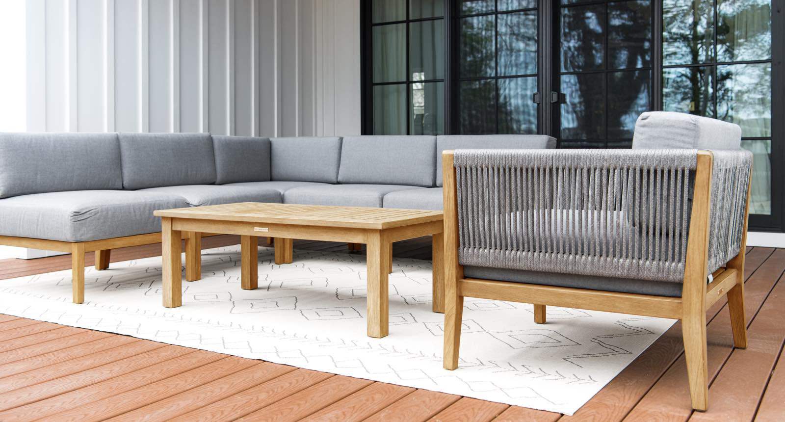 Capri Teak & Rope Outdoor Sectional Set