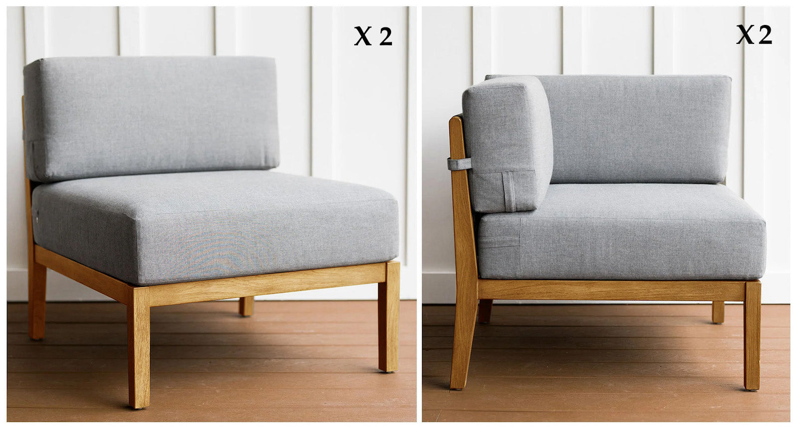 Capri Teak & Rope Outdoor 4-Piece Sectional