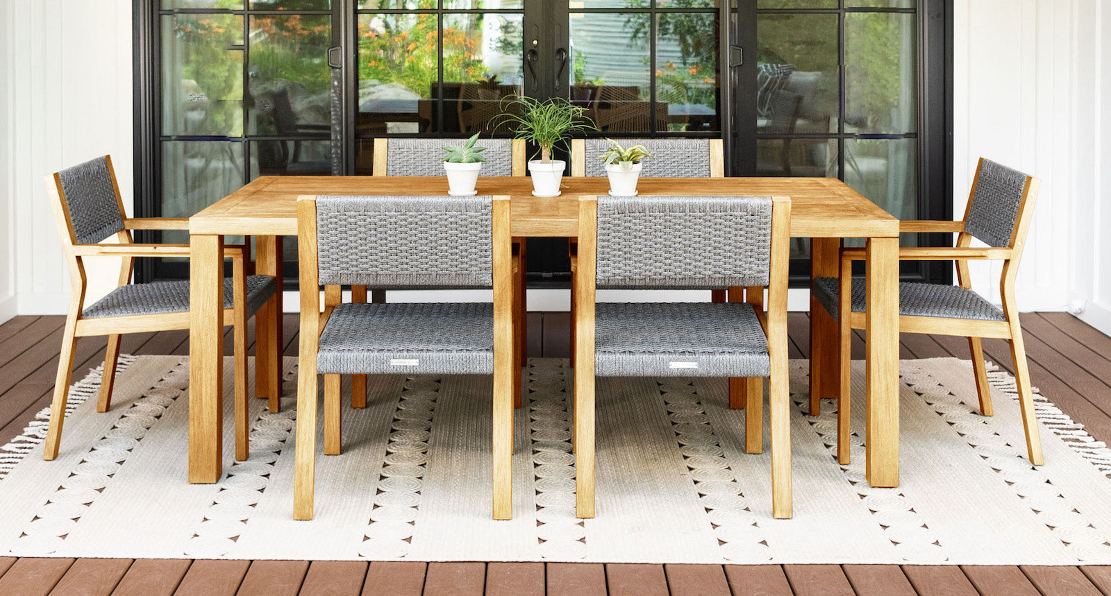 Capri Teak & Rope Outdoor Dining Set for 6