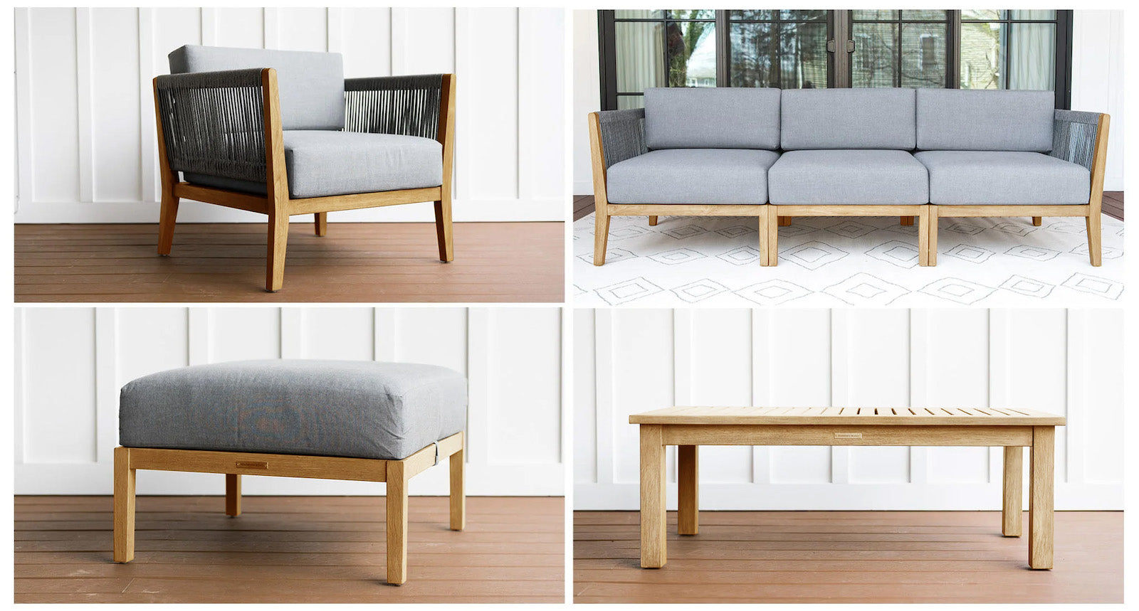 Capri Teak & Rope Outdoor Sofa Set