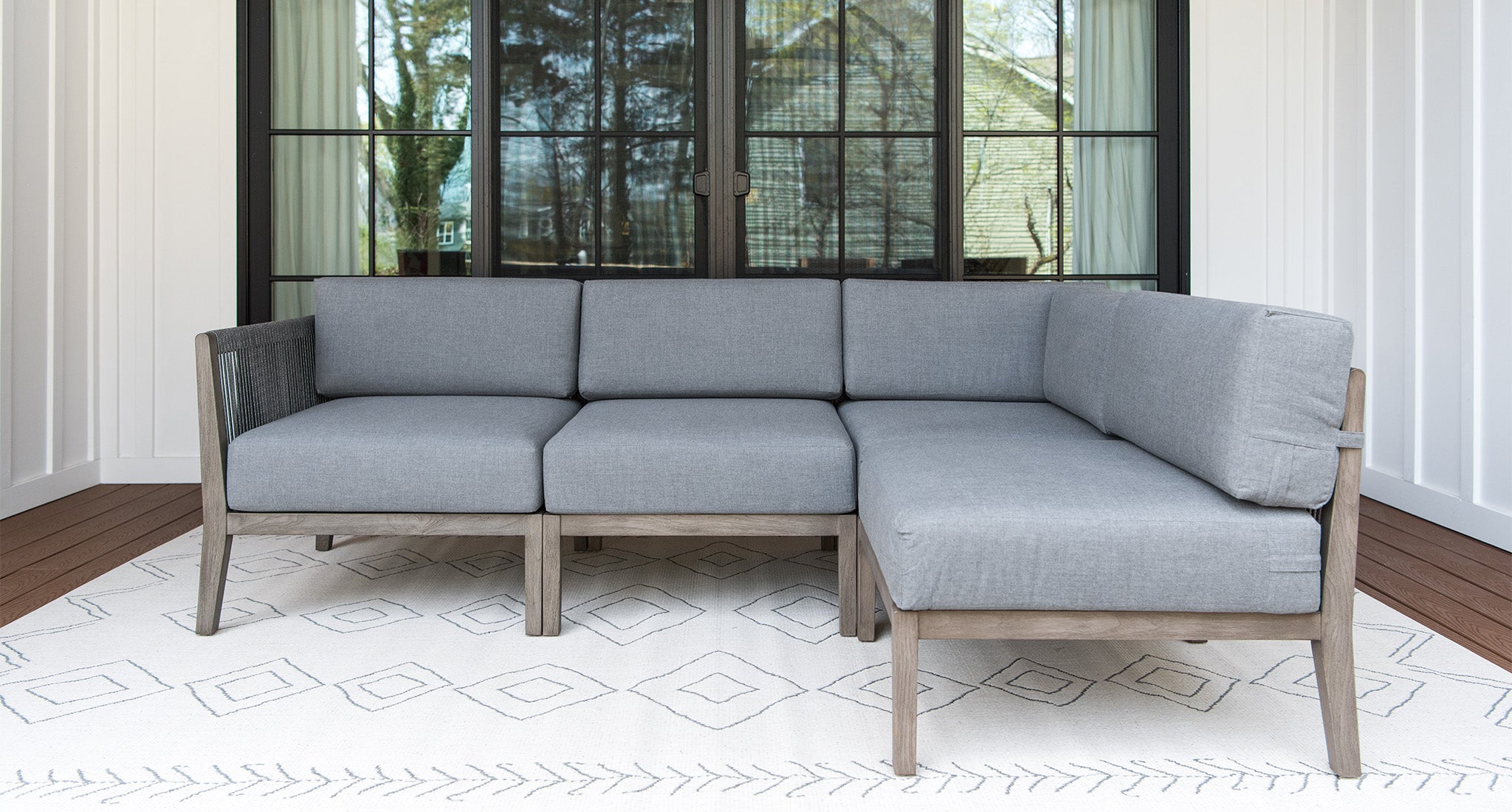 Fiji Teak & Rope Outdoor 4-Piece Sectional