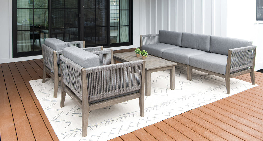 Fiji Teak & Rope Outdoor Sofa Club Chair Set