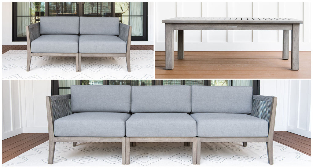 Fiji Teak & Rope Outdoor Sofa & Loveseat Set