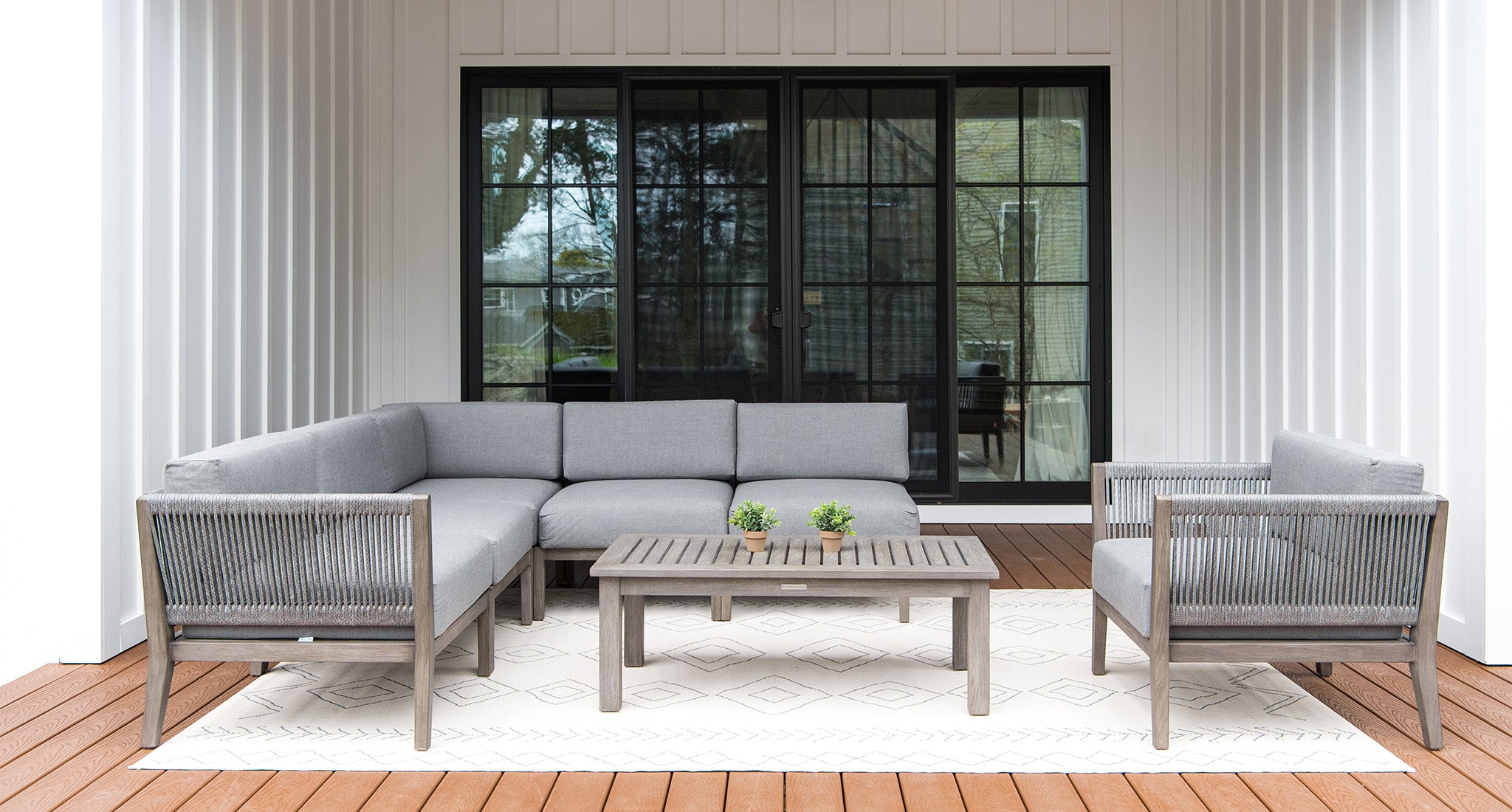 Fiji Teak & Rope Outdoor Sectional Set