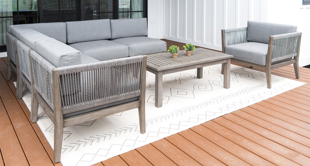 Fiji Teak & Rope Outdoor Sectional Set