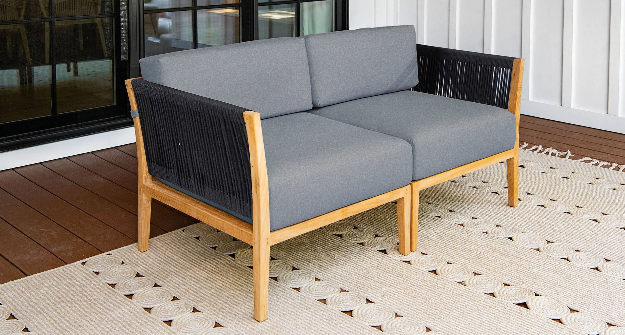 Malibu Teak & Rope Outdoor Loveseat