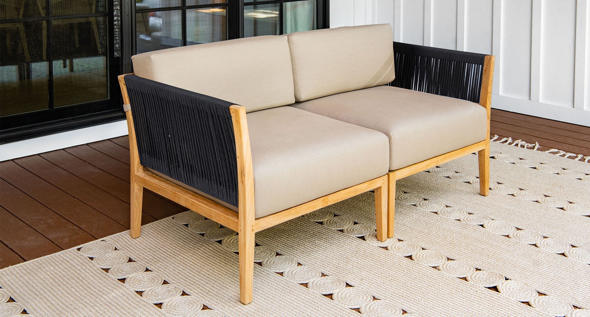 Malibu Teak & Rope Outdoor Loveseat