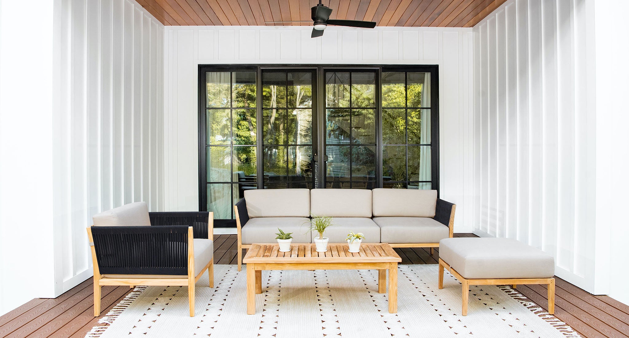 Malibu Teak & Rope Outdoor Sofa Set