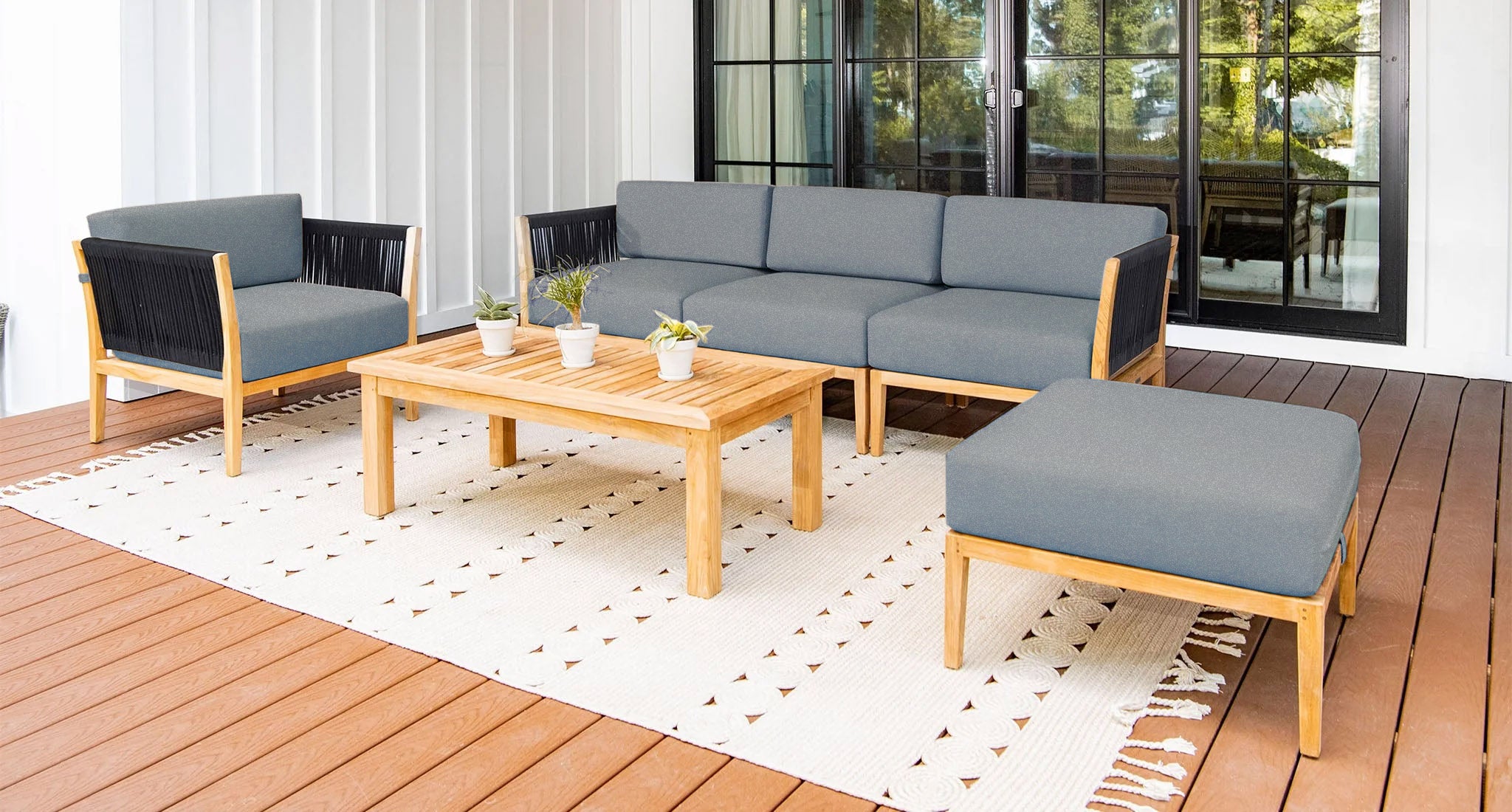 Malibu Teak & Rope Outdoor Sofa Set