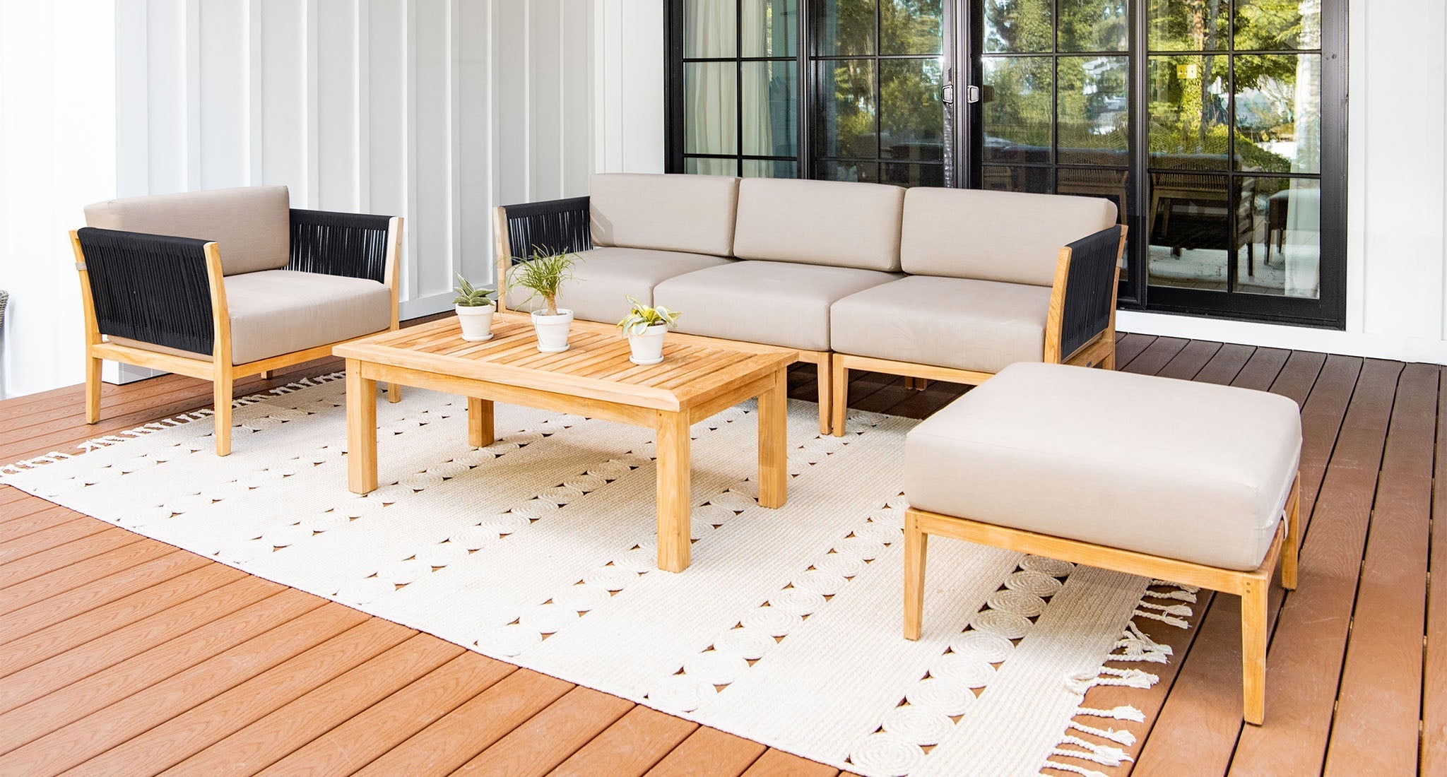 Malibu Teak & Rope Outdoor Sofa Set