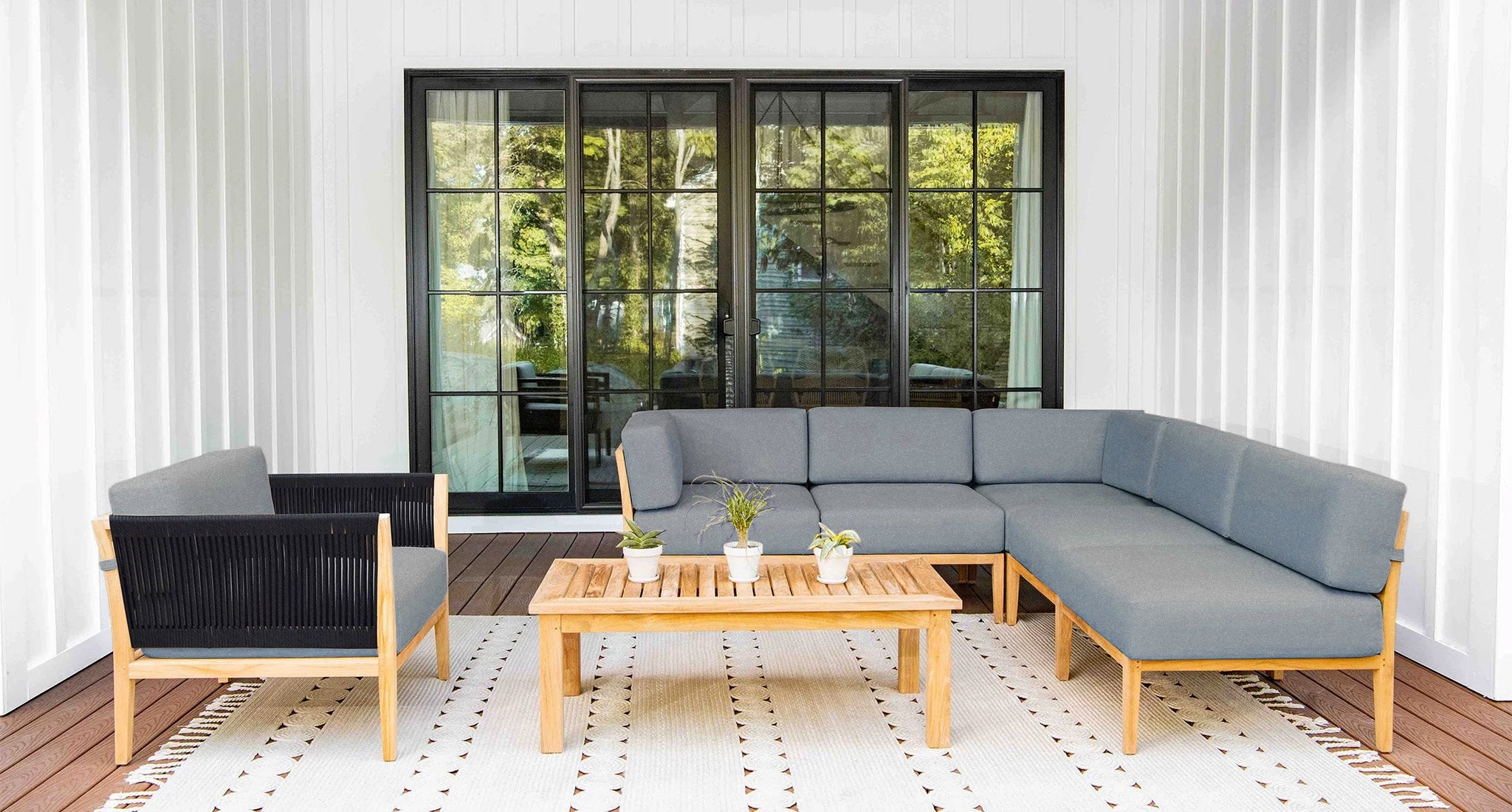 Malibu Teak & Rope Outdoor Sectional Set