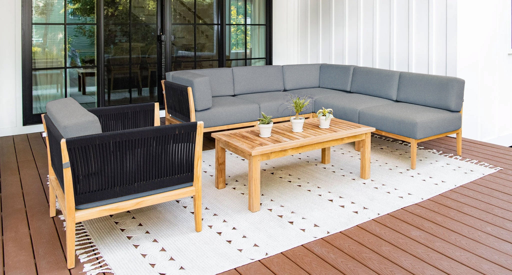 Malibu Teak & Rope Outdoor Sectional Set