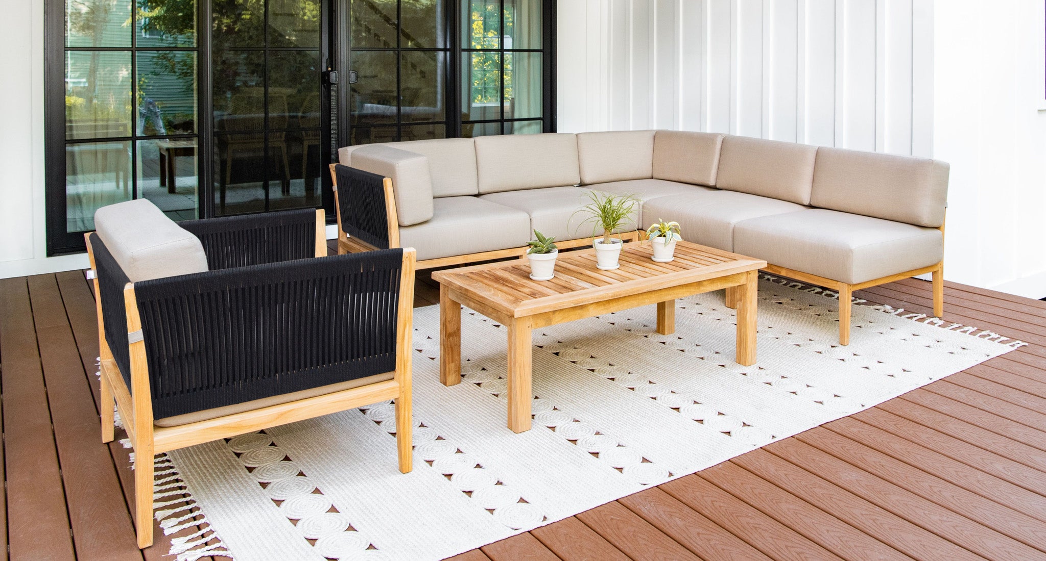 Malibu Teak & Rope Outdoor Sectional Set