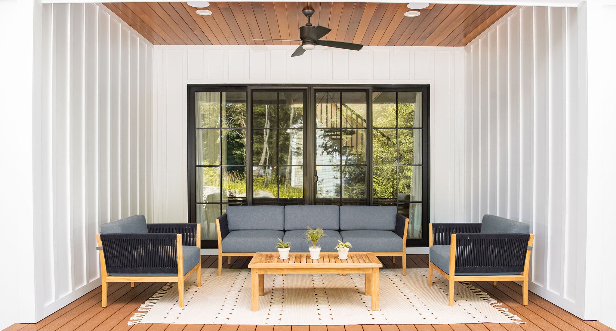 Malibu Teak & Rope Outdoor Sofa Club Chair Set