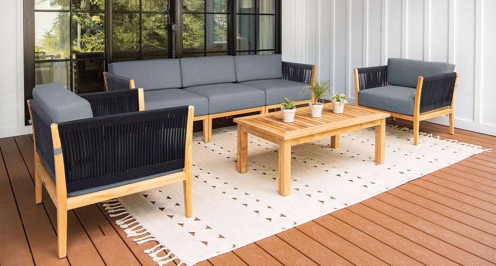 Malibu Teak & Rope Outdoor Sofa Club Chair Set