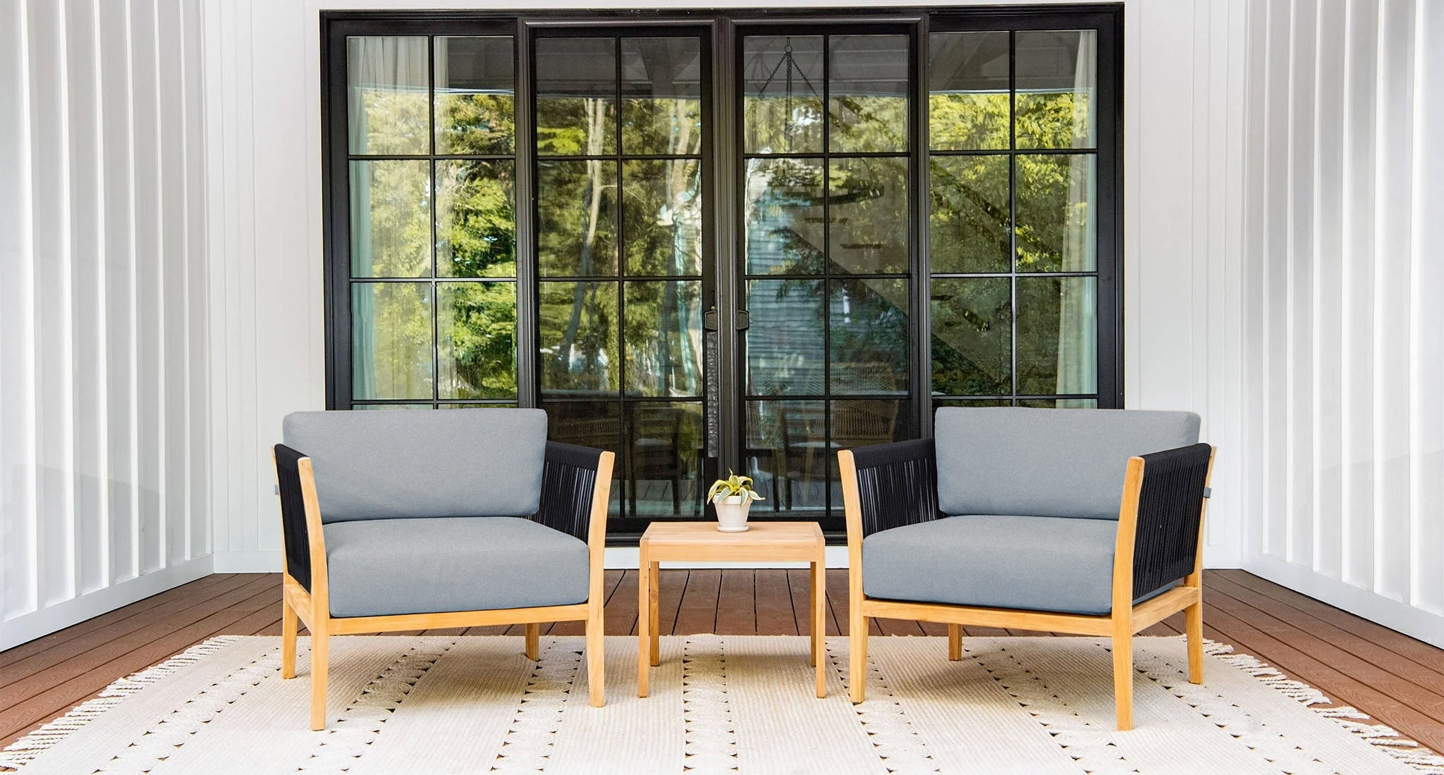 Malibu Teak & Rope Outdoor Club Chair Set