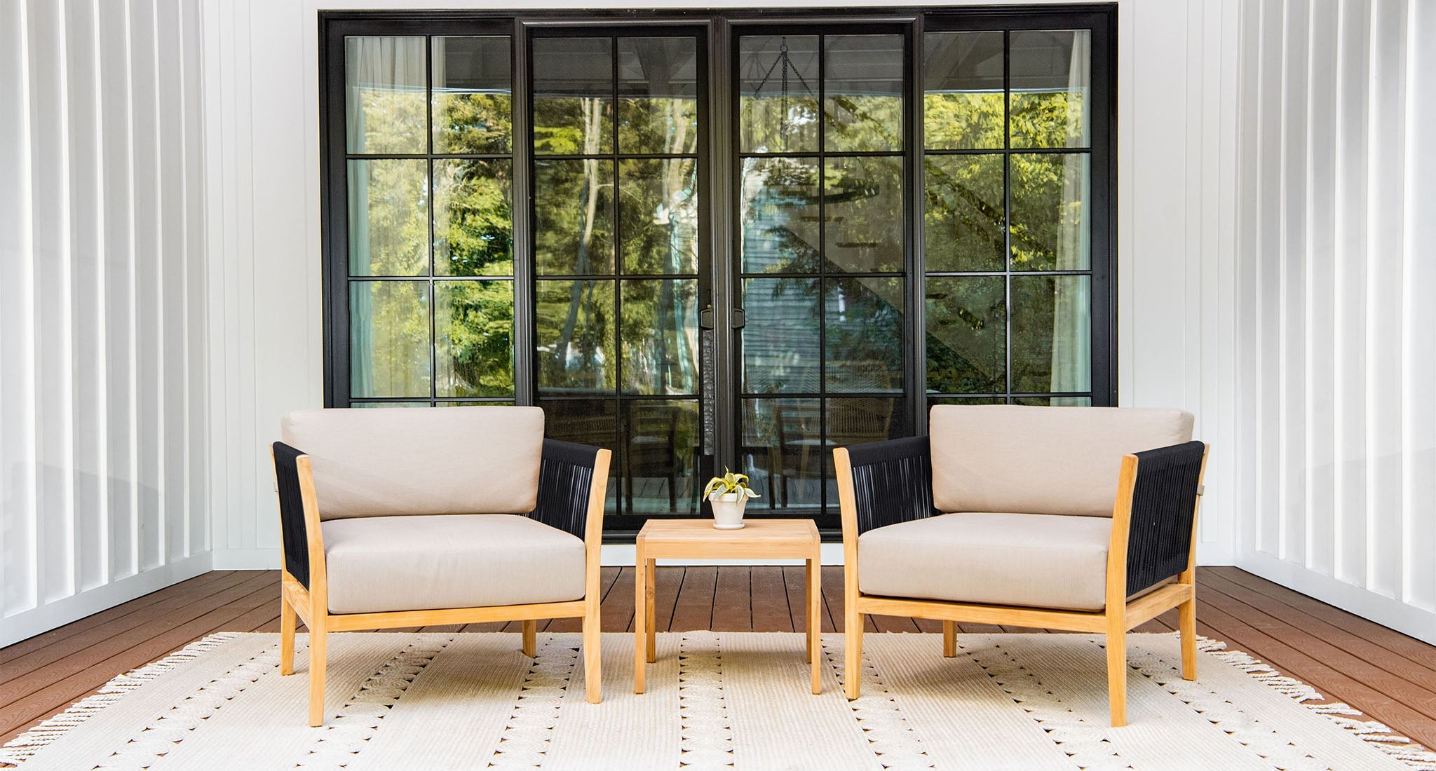 Malibu Teak & Rope Outdoor Club Chair Set