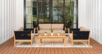 Malibu Teak & Rope Outdoor Loveseat Club Chair Set