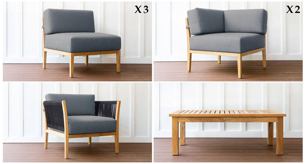 Malibu Teak & Rope Outdoor Sectional Set