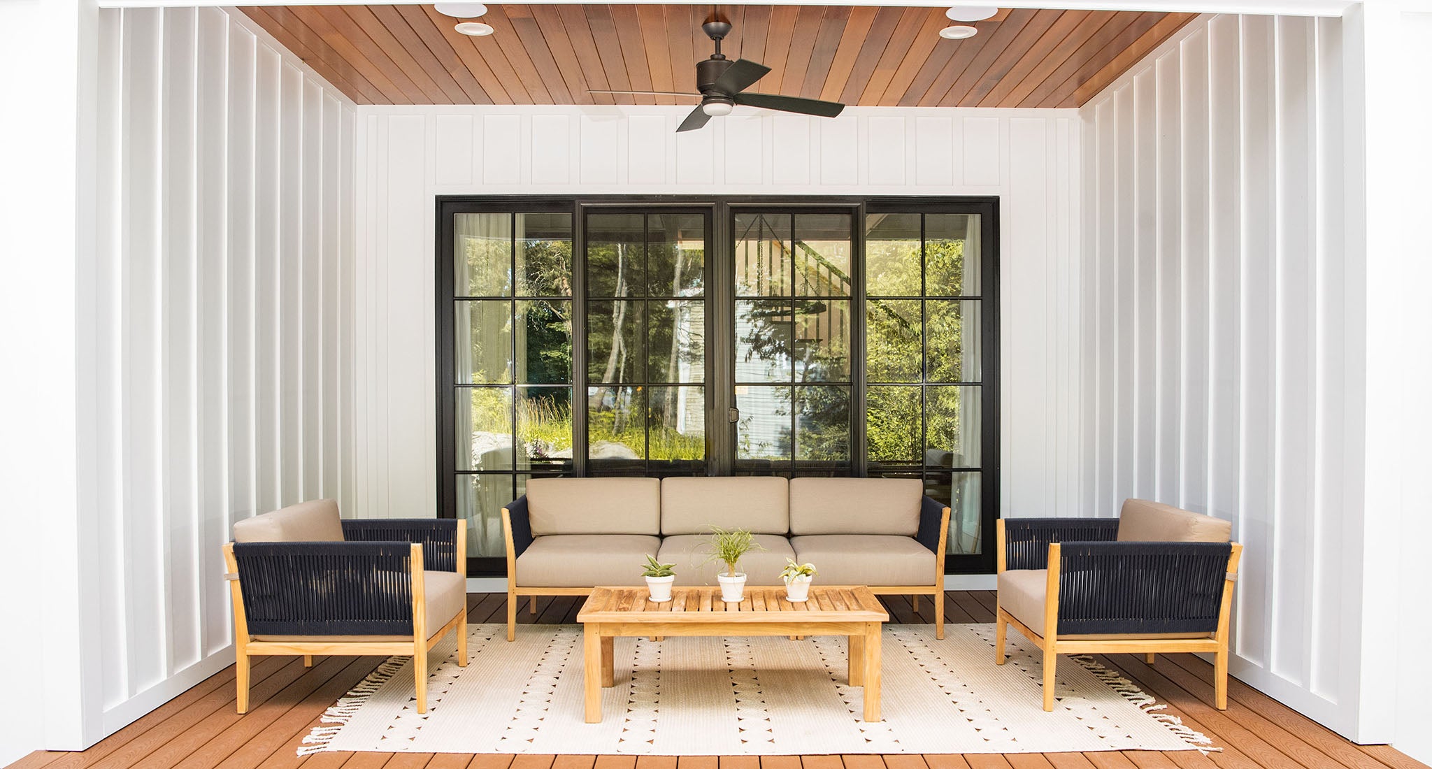 Malibu Teak & Rope Outdoor Sofa Club Chair Set