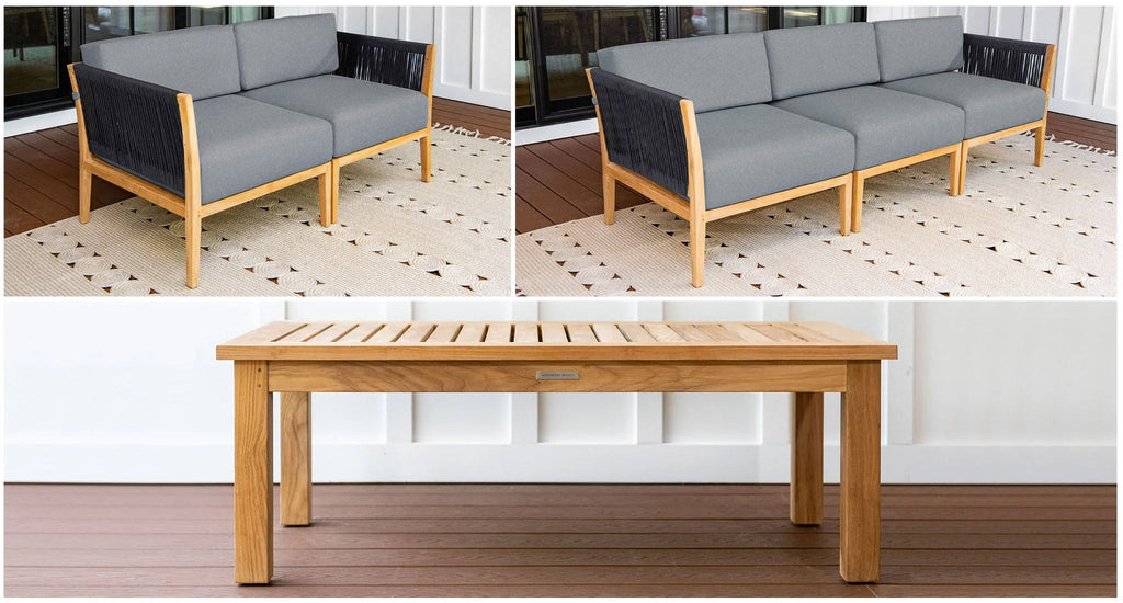 Malibu Teak & Rope Outdoor Sofa & Loveseat Set