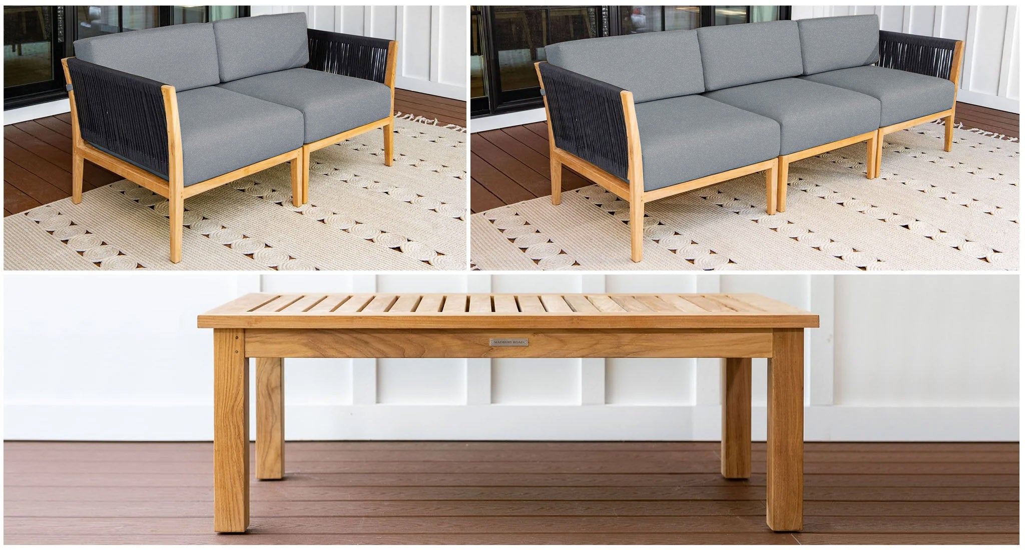 Malibu Teak & Rope Outdoor Sofa & Loveseat Set