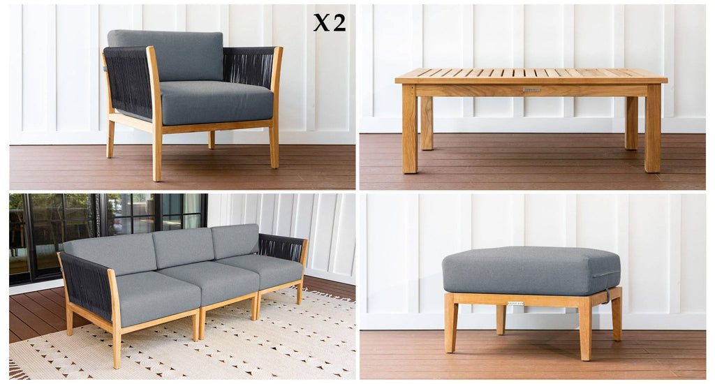 Malibu Teak & Rope Outdoor Sofa Set