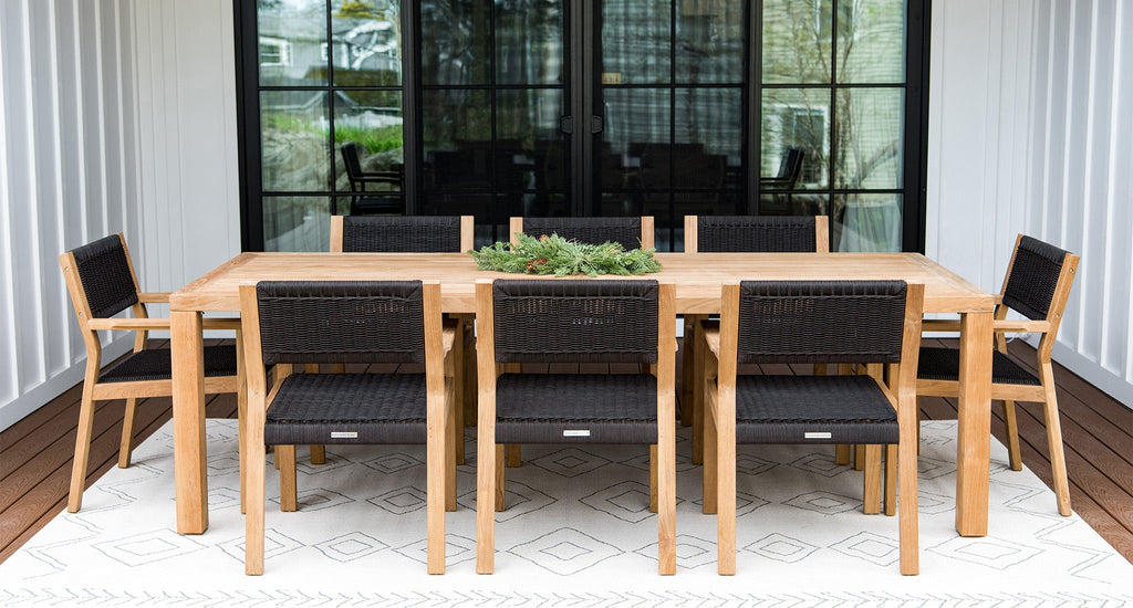 Malibu Teak & Rope Outdoor Dining Set for 8