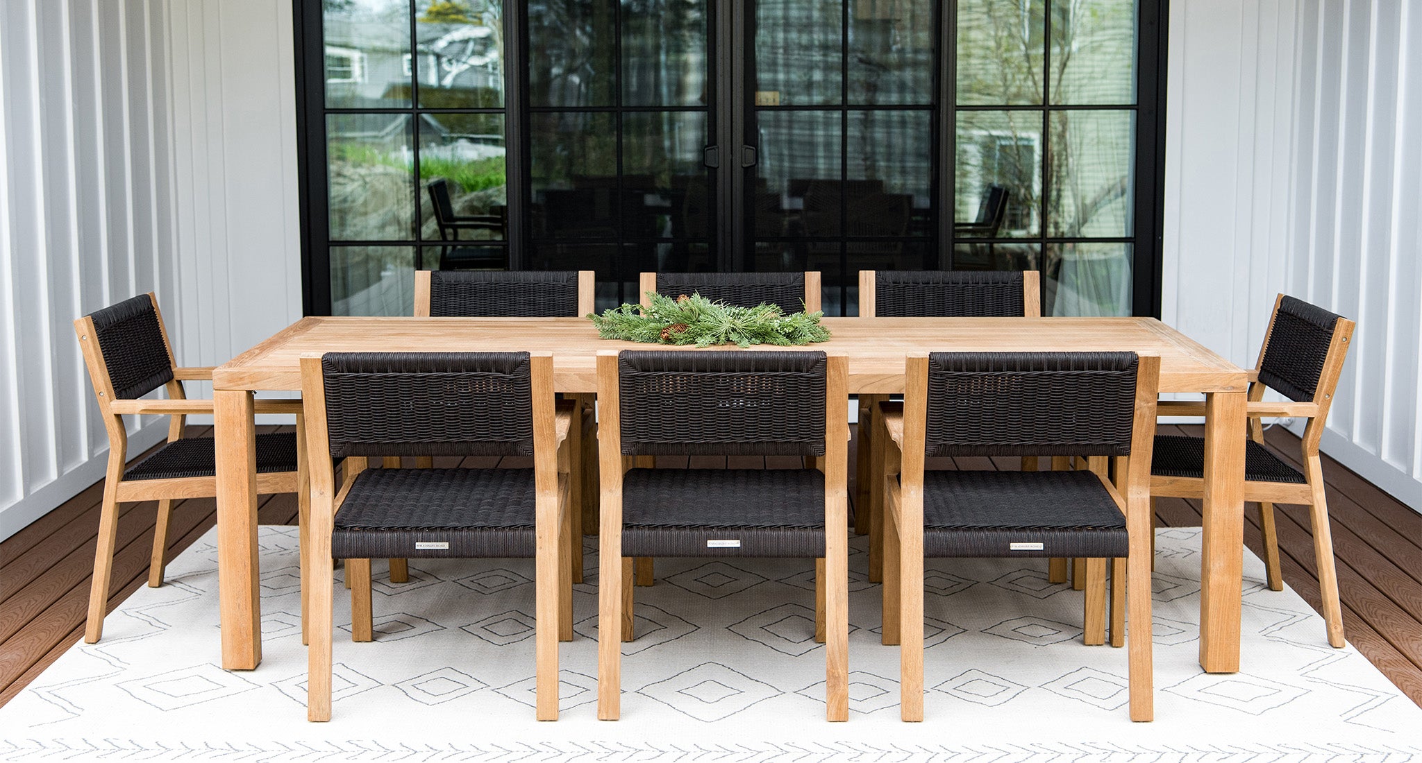 Malibu Teak & Rope Outdoor Dining Set for 8