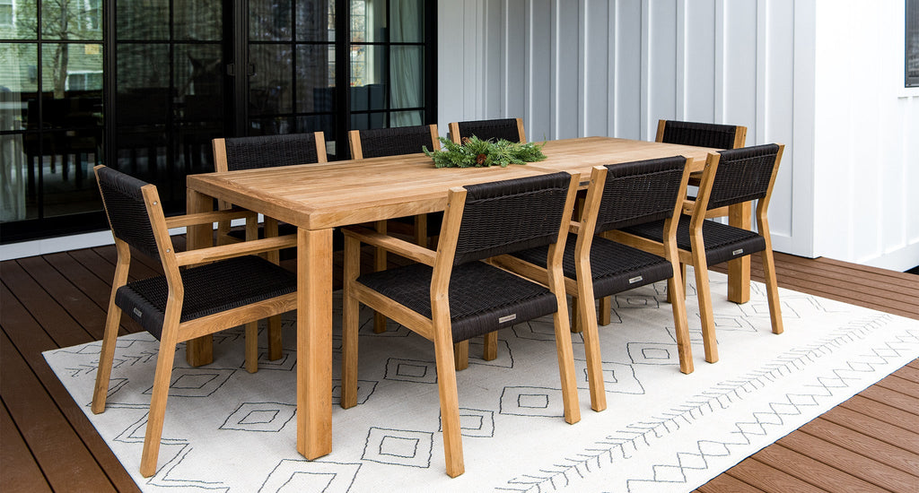 Malibu Teak & Rope Outdoor Dining Set for 8