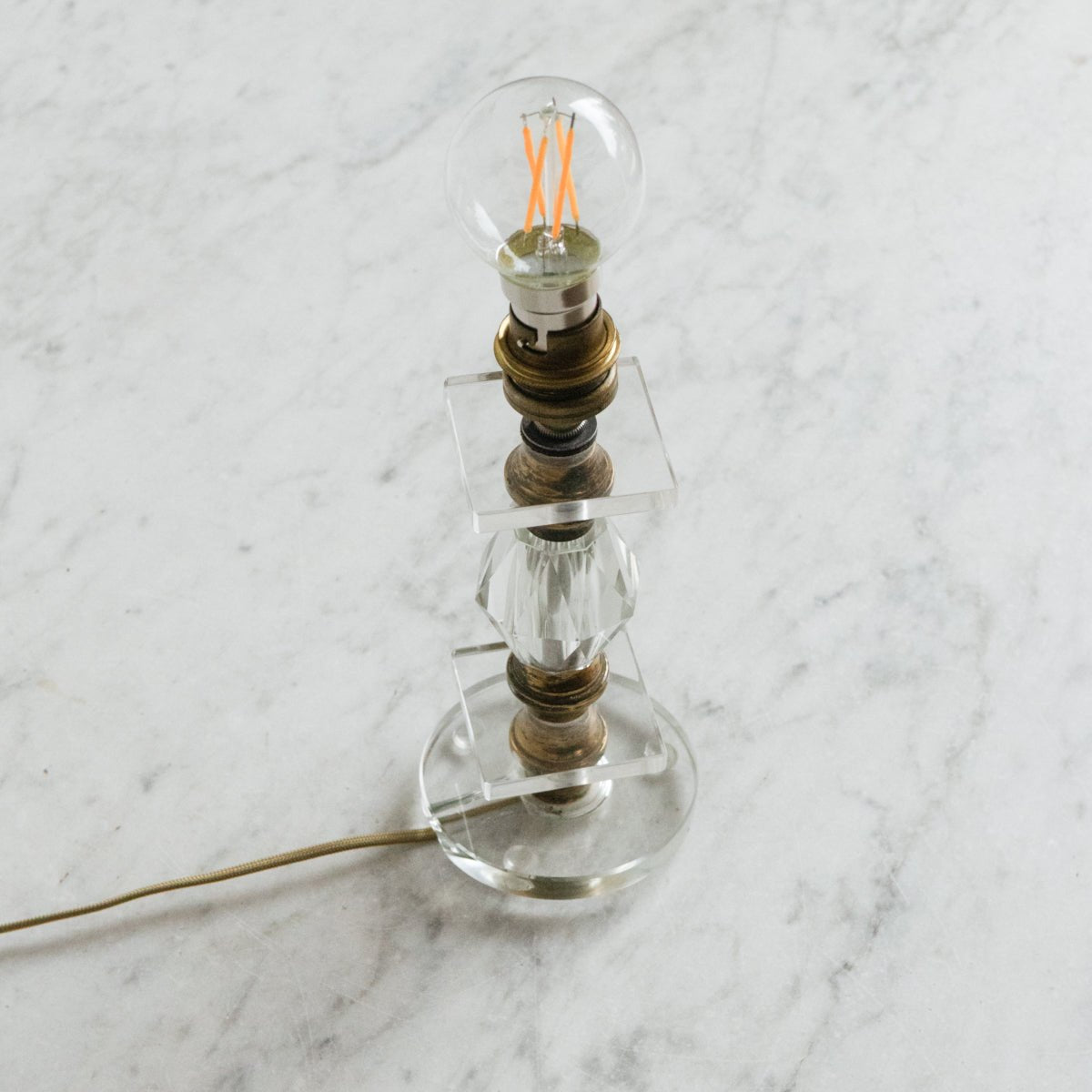 Petite Crystal Lamp with Brass Accents