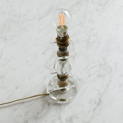 Petite Crystal Lamp with Brass Accents