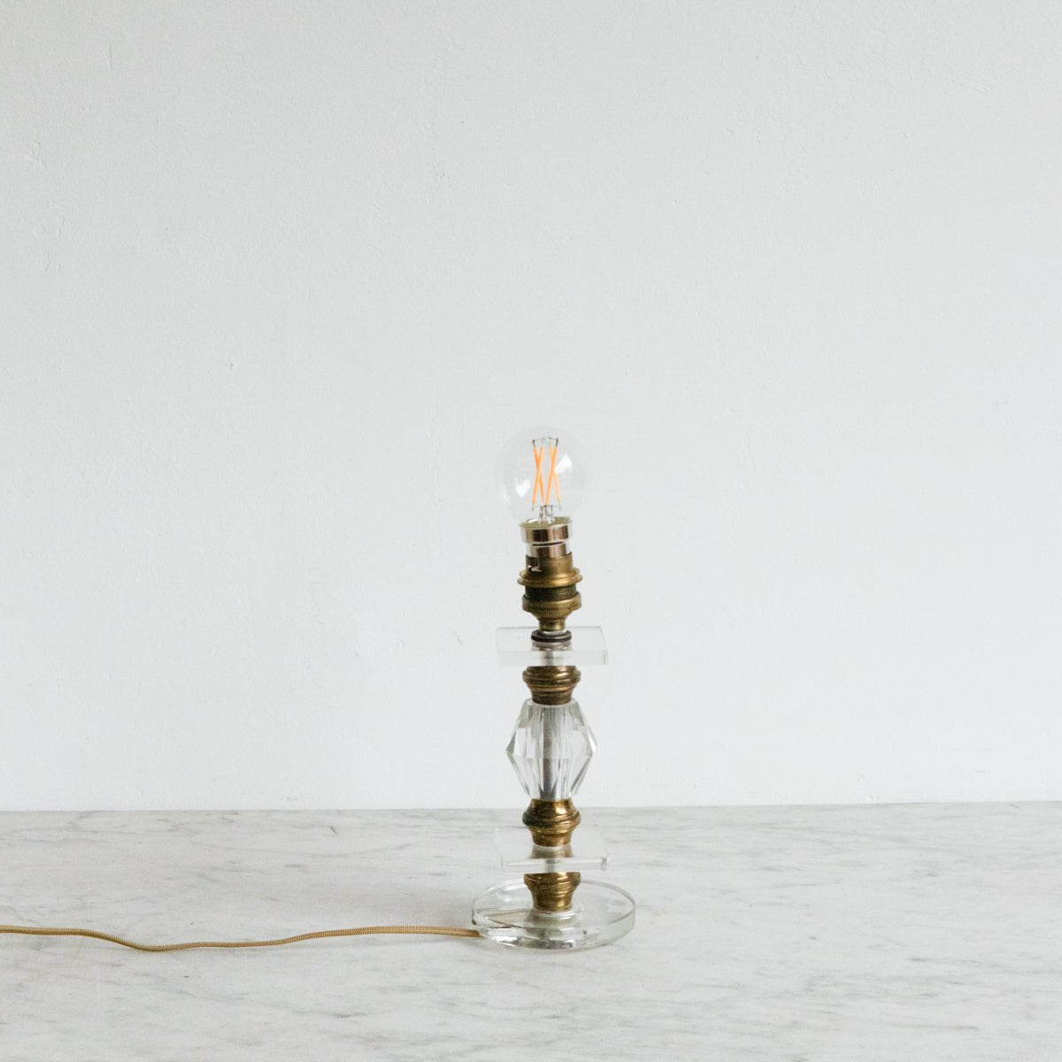 Petite Crystal Lamp with Brass Accents