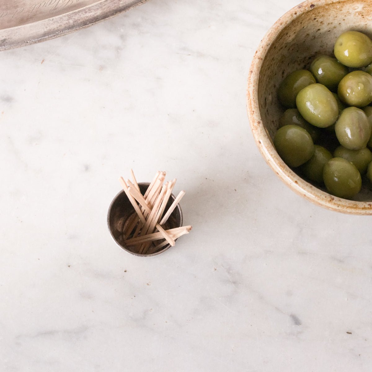 Petite Stoneware Bowl with Christofle Match Caddy