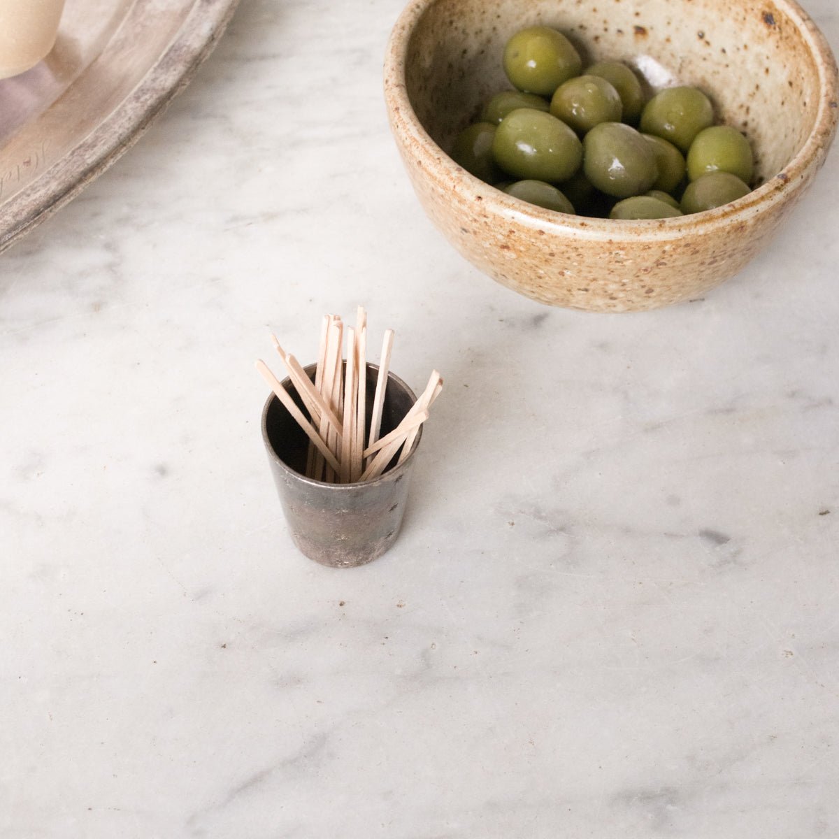 Petite Stoneware Bowl with Christofle Match Caddy